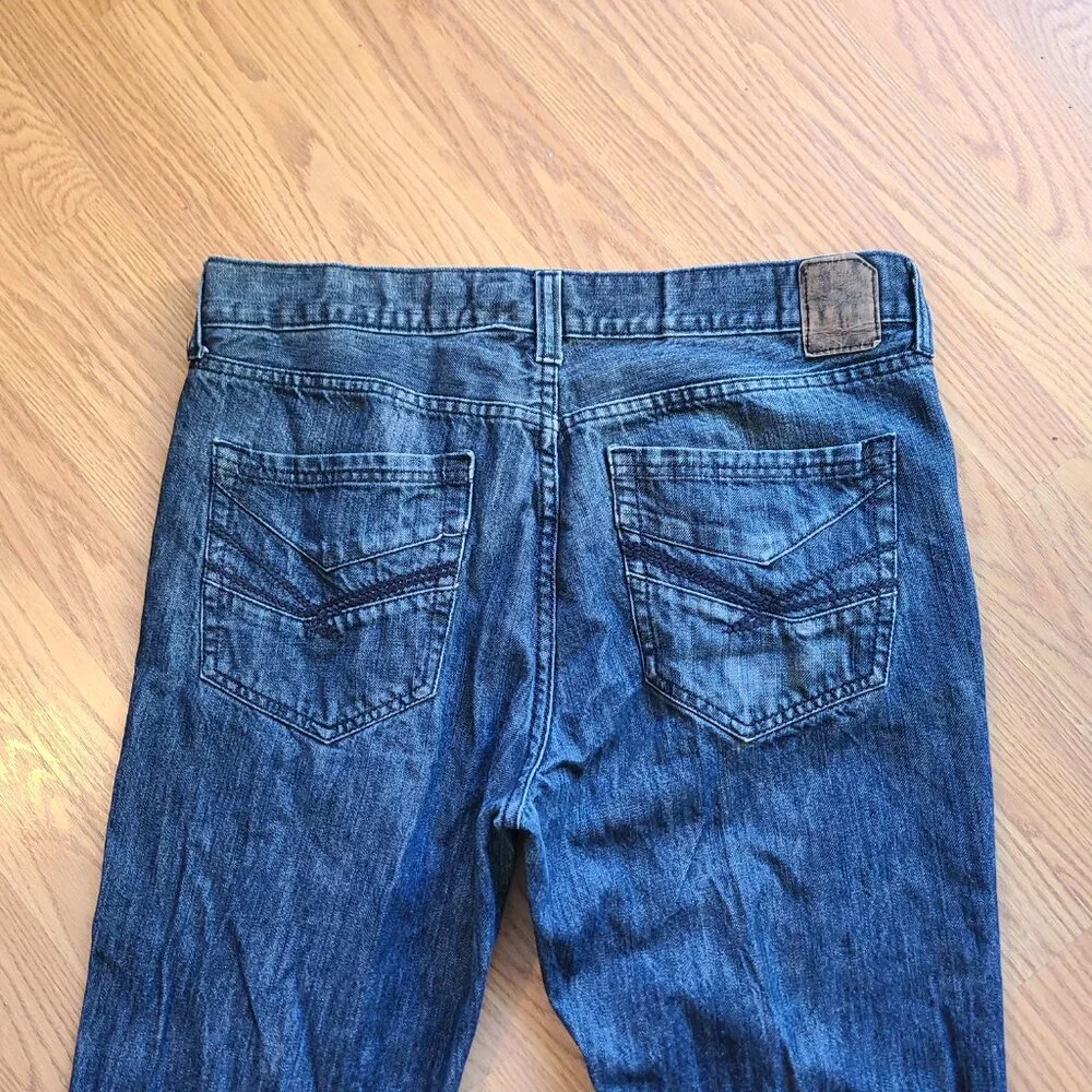 MARC ECKO CUT & SEW SLIM FIT JEANS RIGID 100% COTTON DENIM WHISKER DARK WASH 36S